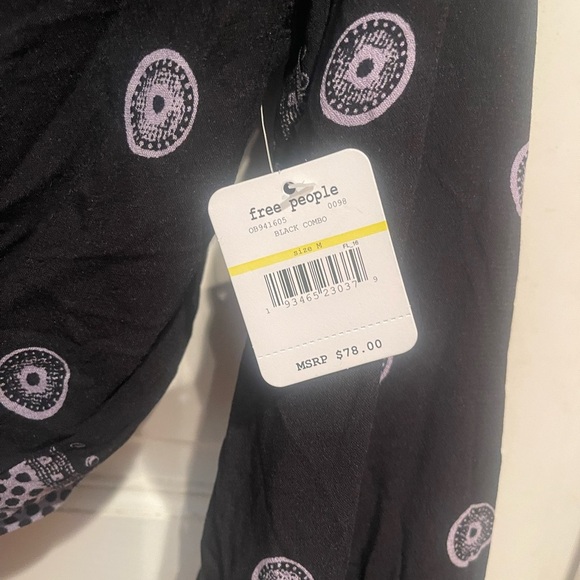 Free People Black and Purple Circular Pattern Blouse - Picture 4 of 5